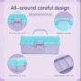 Boîte de rangement multifonction à trois couches-Boîte à outils pliable pour loisirs créatifs, fournitures de couture, boîte à m