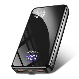 Power Bank 20000 mAh 22,5 W Banque de puissance à charge rapide PD3.0 QC4.0 Batterie externe de téléphone portable avec écran LC
