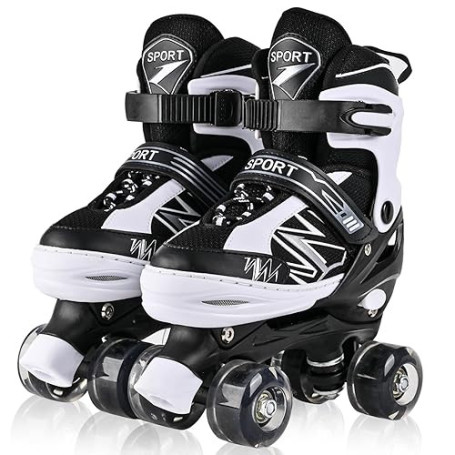 LOKJIJI Patins à roulettes pour Enfants garçons et Filles, 4 Tailles réglables pour Enfants et Adolescents avec Roues Lumineuses