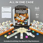 Queensell Jeu de dominos mexicains avec 4 supports, jeux de société en tuile de domino