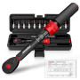 HYCHIKA Kit de 13 Clés Dynamométriques 1/4" 5-25Nm, Précision ±2%, Set Clé Dynamométrique Velo 72 Dents avec Prolongateur, Embou