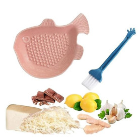 KHDULQ Râpe en céramique rose - Râpe à ail - Râpe à muscade - Râpe à gingembre - Râpe à pommes - Petits poissons roses - Pour cu