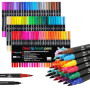 Mitoymia Feutres Coloriage Adulte 72 Couleurs Aquamarker Feutre Double Pointe Fine Feutres Pinceau Aquarelle Stylos pour Adulte