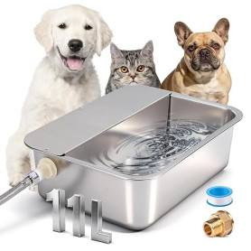 Abreuvoir Automatique pour Chiens, Distributeur ExtéRieur en Acier Inoxydable de 11 litres pour Grands Chiens, Chevaux, Canards,