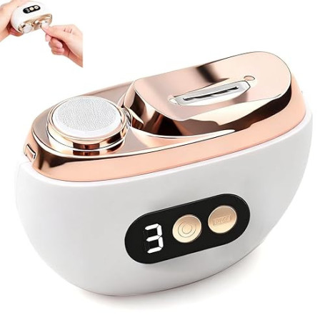 Coupe-Ongles Électrique 3-en-1 Ultra Silencieux avec LED, Coupe Meulage Polissage Automatique, 3 Vitesses Réglables, Coupe Ongle