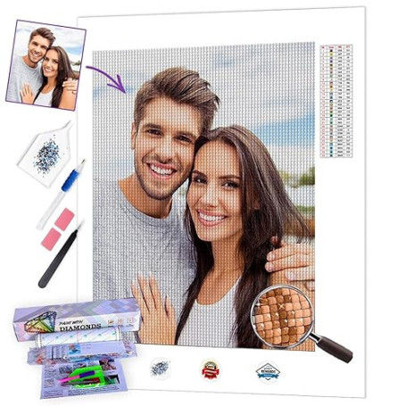 Lehaha Diamond Painting Personnalisé Photo,5d Diamant Painting Personnaliser Broderie Diamant Peinture Kit Full Drill Custom Dia