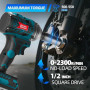 WityZoo Clé d'impact bleu sans fil 500N, y compris 5.2 batterie/chargeur/accessoires. Idéal pour les réparations automobiles, la