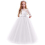 IWEMEK Enfants Fille Robe de Carnaval Princesse Longue en Dentelle avec Bowknot Demoiselle d'honneur Robe de Soirée Mariage Robe