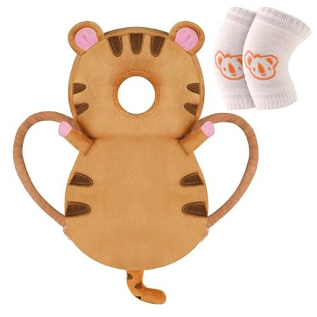 Vicloon Coussin de Protection de la Tête pour Bébé, Coussin de sac à dos Réglable pour Tout-petit avec Genouillères, Harnais de