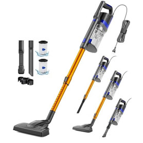 VACTechPro 60KPa/600W/7M Aspirateur, Aspirateur Balai avec Dépoussiéreur 800ML, Aspirateur Balai avec Fil avec Design à Double P