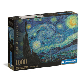 Clementoni - Puzzle pour Adultes 1000 Pièces, HQC Museum-The Starry Night Compact Box, Fabriqué en Italie, 37065