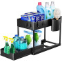 Puricon Lot de 1 Rangement sous Évier à 2 Étages, Organisateur Cuisine avec Tiroirs Amovibles, Rangement Coulissant sous Évier,