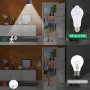 Focenat 2 Ampoules LED E27 9W Detecteur de Mouvement PIR, 220V, Lumière Blanche, Détection 120°, Allumage Automatique Nuit, Écon