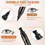 ALIIP Double-ended Eyeliner Stamp Pen Waterproof, Eye Liner Noir Haute Pigmentation Longue Tenue, Stylo Eyeliner Smudge Proof An
