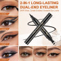 ALIIP Double-ended Eyeliner Stamp Pen Waterproof, Eye Liner Noir Haute Pigmentation Longue Tenue, Stylo Eyeliner Smudge Proof An