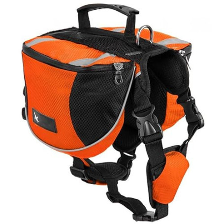 Sacoche de Selle Sac à Dos pour Chien Moyens & Grands, Harnasi Veste Gilet Imperméable Réglable Grande pour Voyage Entraînement