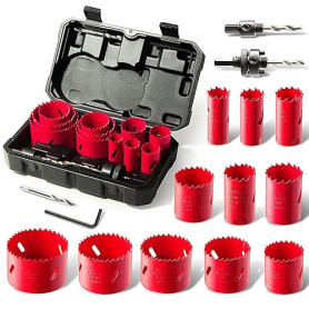 HYCHIKA Scie Cloche Bi-métal, 17 PCS Coffret de Scie Trépan avec 11PCS Lames de Scie 19-68 mm, Profondeur de Coupe: 40 mm, Parfa