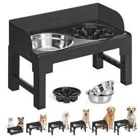 Feandrea Gamelle pour Chien Surélevée, avec Support, Ajustable en Hauteur et Inclinable, Support Gamelle, 2 Bols en Acier Inoxyd