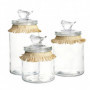 Set de 3 Boites DKD Home Decor Verre Naturel Transparent Fibre (11 x 11 x 22 cm) 102,99 €