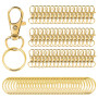 AUGSUN 100Pcs Attache Porte Clé (50 Mousqueton Porte-Clé, 50 Anneaux de Porte Clé) Porte Clef d'Or pour Bijoux, Loisirs Créatifs