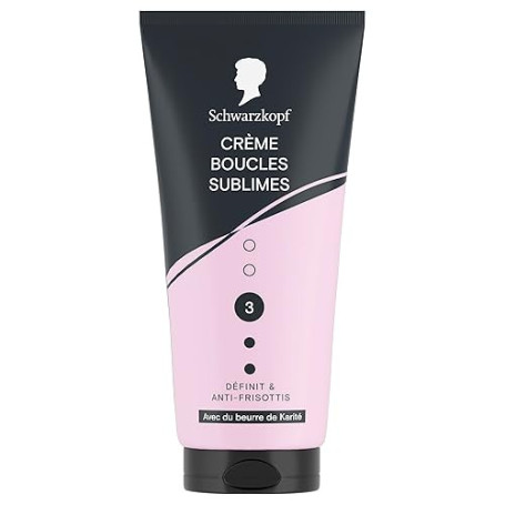SCHWARZKOPF, Crème Boucles Sublimes, Definit les boucles, Anti-Frisottis, Formule avec du beurre de Karité, Végane et sans silic