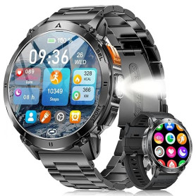 LIGE Militaire Montre Connectée Homme avec 1.62'' AMOLED Écran/LED Lampe/730mAh Batterie,Smartwatch Homme avec 100+ Modes Sporti
