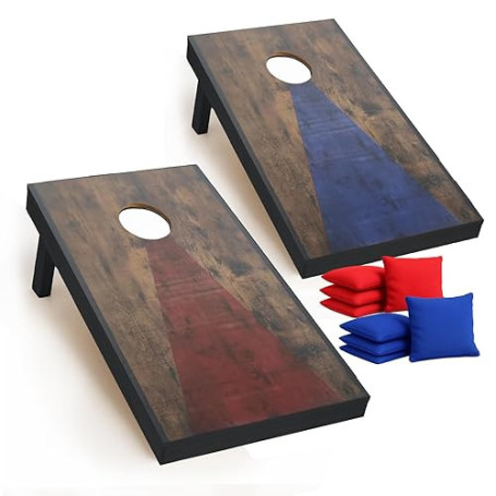 Jeu de Cornhole – Set de Lancer avec Plateaux & Sacs – Jeu d’Adresse d’Extérieur pour Jardin, Plage & Événements – Cornhole en B