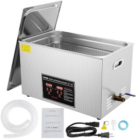 VEVOR Nettoyeur à Ultrasons 30L en Acier Inoxydable Bac Ultrasons Numérique avec Chauffage Temps et Température Réglables Appare