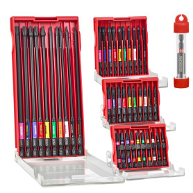 GEINXURN 51 Pièces Jeu d'embouts de Vissage Torx T7-T40 aux Chocs de 25/50/75/150 mm, Embout pour Tournevis en Acier S2 avec Por