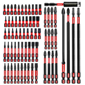 Geinxurn Professional 68 Pièces Embouts de Vissage aux Chocs (PH-, TX-, PZ-, SL-, Hex), Embout Magnétique pour Visseuse Tournevi