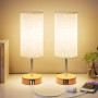 UPXNBOR Lampes de Chevet Tactiles Lot de 2 avec Ports de Charge USB-A et USB-C, Lampe de Bureau, Variateur 3 Niveaux, Abat-Jour