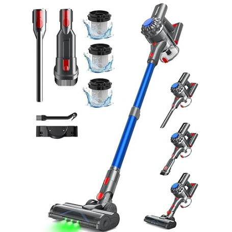 Ivormentico Aspirateur Balai sans Fil, 50Mins/40KPA/450W Aspirateur sans Fil, Aspirateur Balai avec LED Verte, Aspirateur avec B