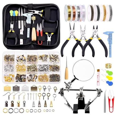 GLARKS Kit de fabrication de bijoux 950 pièces avec outils de fabrication de bijoux, pince à bijoux, fils à perler, apprêts de b