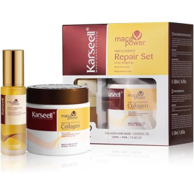 Karseell Collagen Masque Cheveux et Huile Cheveux, Maca Essence Set de Réparation pour Cheveux Secs et AbiméS Tous Types de Chev