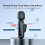 Microphone cravate sans fil pour iPhone et prise USB-C, mini micro sans fil avec réduction du bruit, écran LED et clip rotatif –