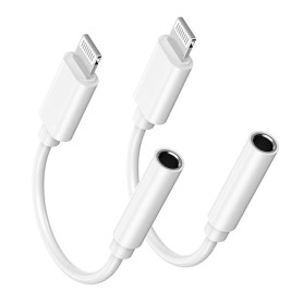 [Certifié Apple MFi] Adaptateur Apple Lightning vers Prise Casque 3,5 mm pour iPhone, Lot de 2 adaptateurs Casque iPhone 3,5 mm