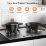 Batterie de Cuisine - Casserole et Poêle Induction de 11 Pièces Antiadhésives Tous Feux, Poêles 20/28 cm, Poêle Profonde 24 cm,
