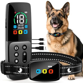 Collier Anti-aboiements avec télécommande pour Chiens, Dispositif Anti-aboiements, Modes de bip et de Vibration, Rechargeable, C