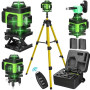 Niveau Laser 360 Autonivelant, Lazer Niveaux Vert 4 x 360°, Niveau laser 4D 16 lignes Auto-nivelant, Laser Chantier, IP54 Waterp