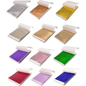 600 Pièces Feuilles de Feuille D'or D'Imitation，BetterJonny Multicolore Feuille D'or Imitation Feuille Feuilles de Papier Doré I