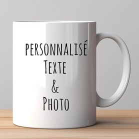 VICVIK Tasse Personnalisable Photo Texte, Mug, Tasse A Cafe Personnalisé Prénom, Cadeau D'anniversaire, Souvenir, Naissance, Col