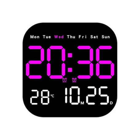 Doxiuyo Horloges Murales Numériques Température Date Semaine Affichage Horloge 12/24H Mural LED Réveil Télécommande D