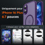 TOCOL Coque Magnétique pour iPhone 16 Plus 6,7 Pouces, Compatible avec MagSafe, Protection de l'objectif améliorée, Coque Mat Tr