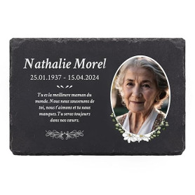 LAUBLUST Plaque funéraire personnalisée avec nom & photo comme ornement de tombe | Plaque en ardoise gravée & plaque сommémorati