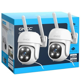 GNCC GK2 Pack de 2 Caméras de Surveillance WiFi Extérieures 1080P, PTZ 360°, Vision Nocturne en Couleur, Suivi de Mouvement, Ala