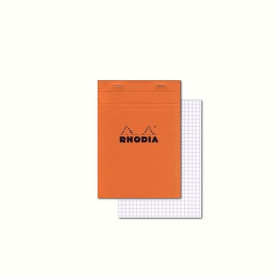RHODIA 16200C - Bloc-Notes Agrafé N°16 Orange - A5 14,8 x 21 cm 14,8 x 21 cm - Petits Carreaux - 80 Feuillets Détachables - Papi