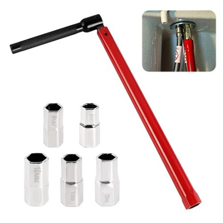 Kitnelw Clé Robinet Jeu de Clés à Écrou de Robinet sur Pied sur Pied Outil 8-12 mm pour Installations Plomberie Robinets d'Évier