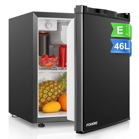 FOHERE Mini Réfrigérateur 46L, Mini Frigo avec Congélateur, Thermostat Réglable, Économie d'Énergie, Silencieux, Porte Réversibl