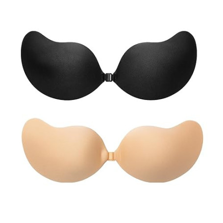 2 Paire Auto-adhésifs Soutien Gorge, Soutiens Gorge Adhesif Femme, Soutien Gorge sans Bretelles Invisible, Push Up Adhesif, Coqu