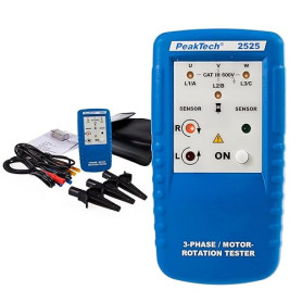 PeakTech 2525 Indicateur de champ tournant 3 phases, indicateur de sens de rotation/Indicateur numérique de champ tournant pour